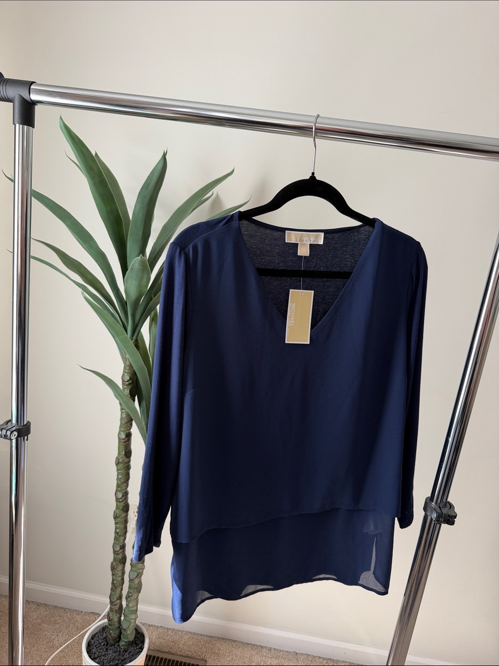 MICHAEL Michael Kors Navy Layered V-Neck Blouse